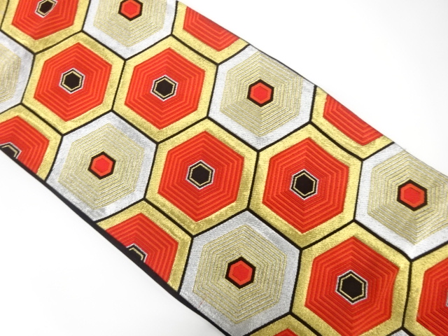 JAPANESE KIMONO / ANTIQUE FUKURO OBI / WOVEN KIKKO